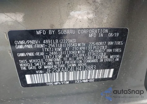 2020 Subaru Forester from USA, damaged, VIN JF2SKAAC4LH412883